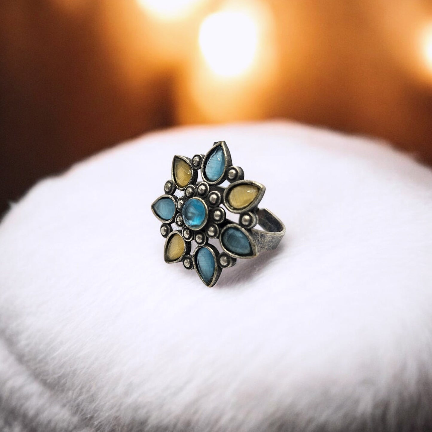 Aqua Bloom Petal Ring