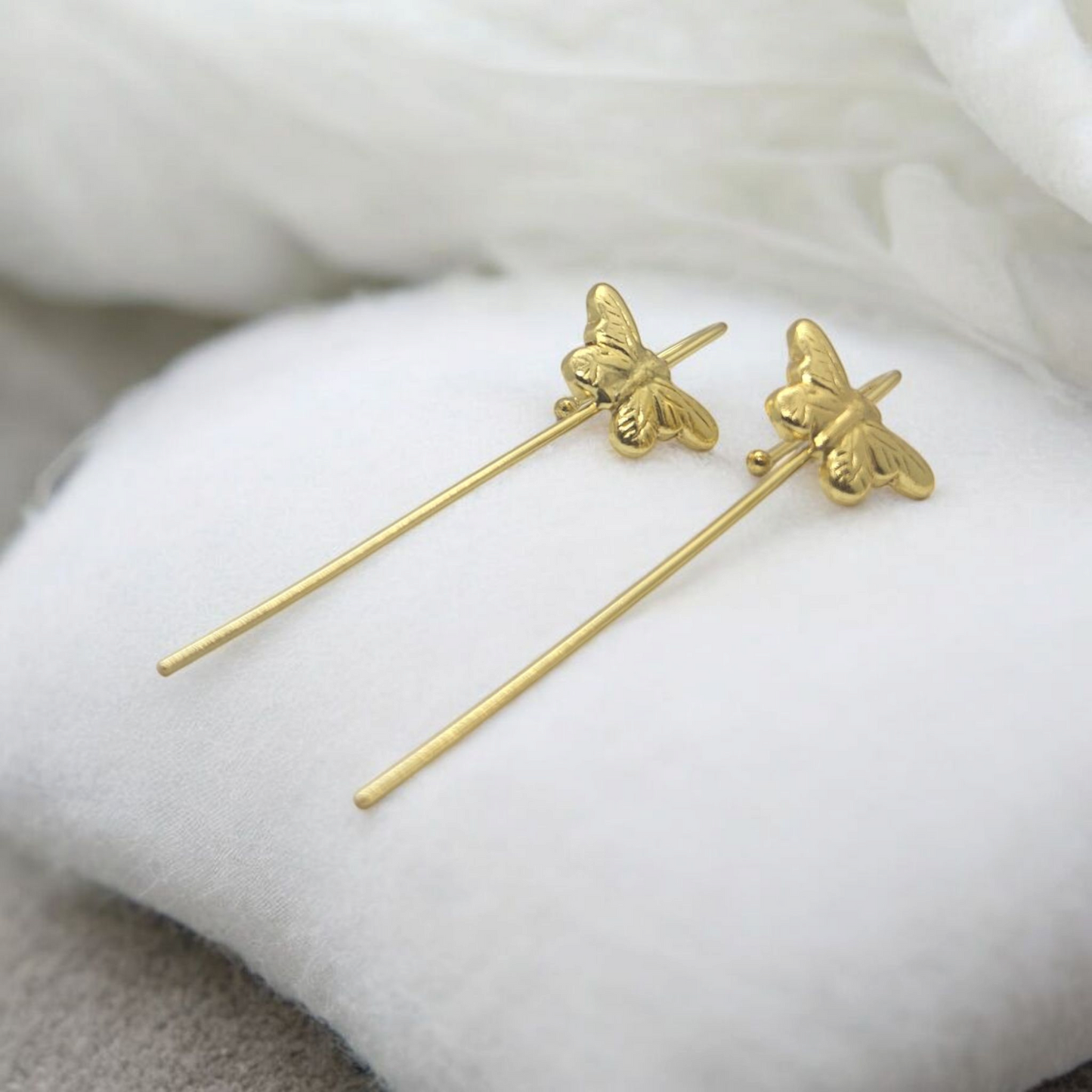 Golden Butterfly Pin Earrings