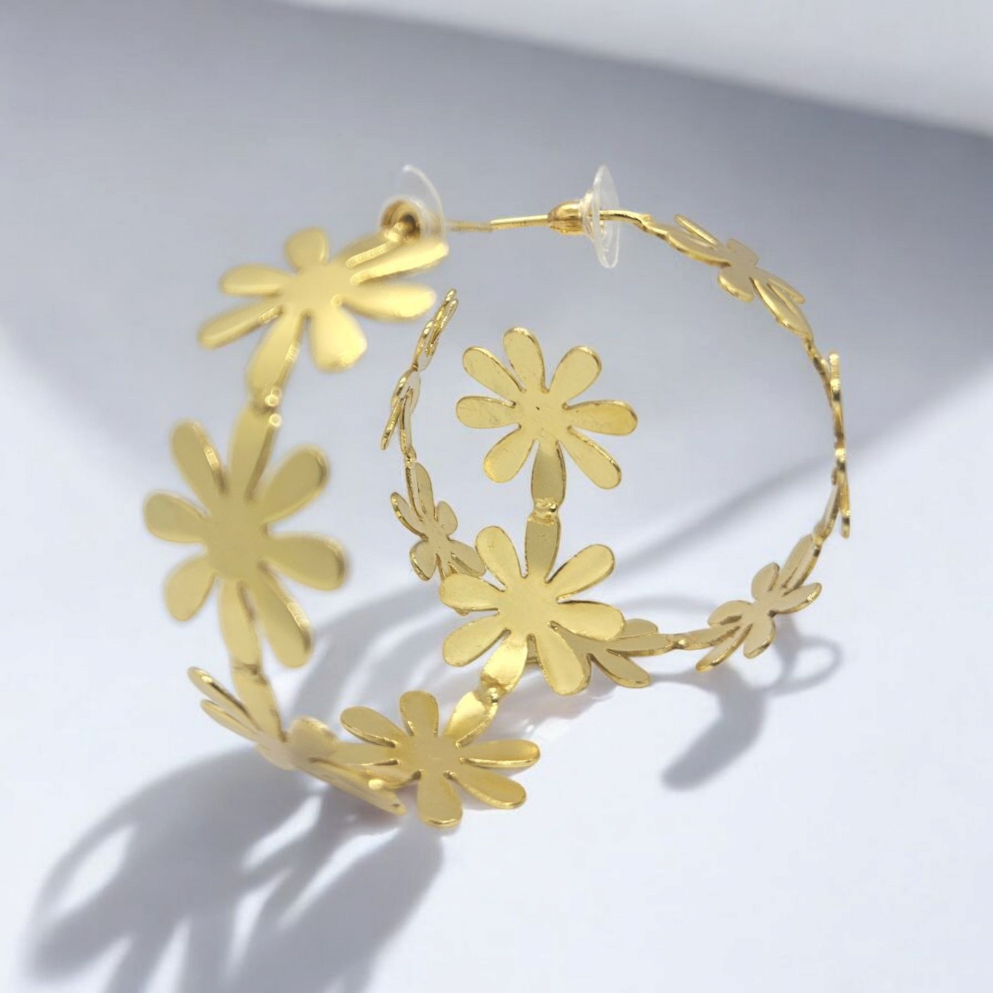 Golden Floral Hoops