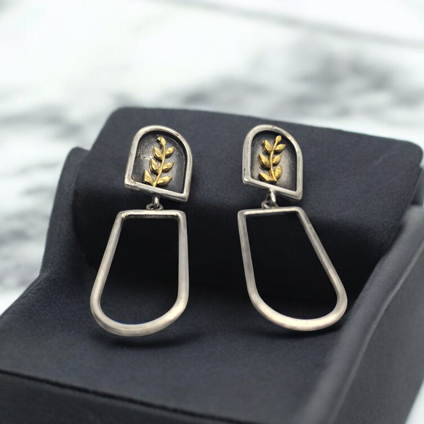 Golden Leaf Arch Drop Earrings