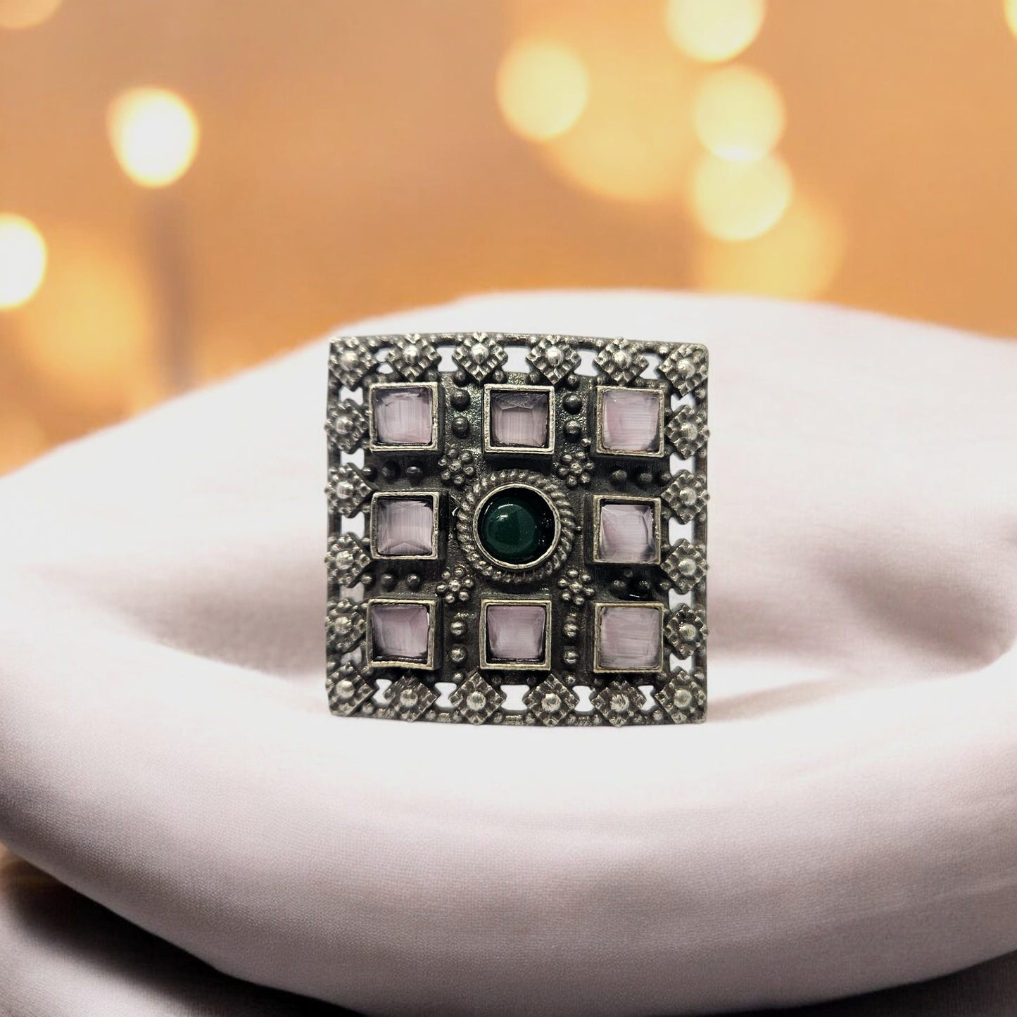 Mosaic Blossom Square Ring