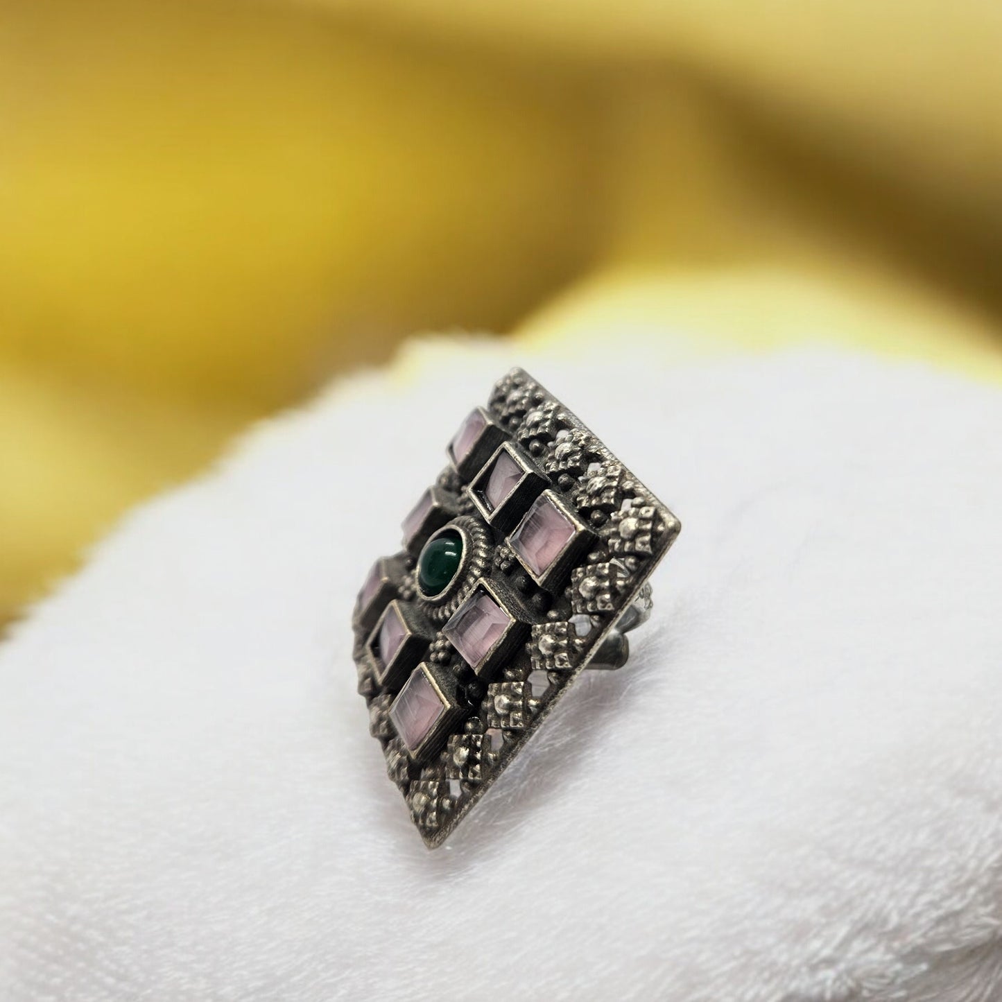 Mosaic Blossom Square Ring